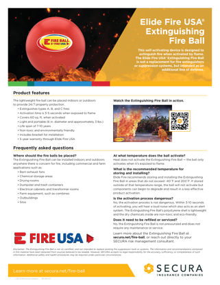 Elide Fire USA® Extinguishing Fire Ball Sell Sheet